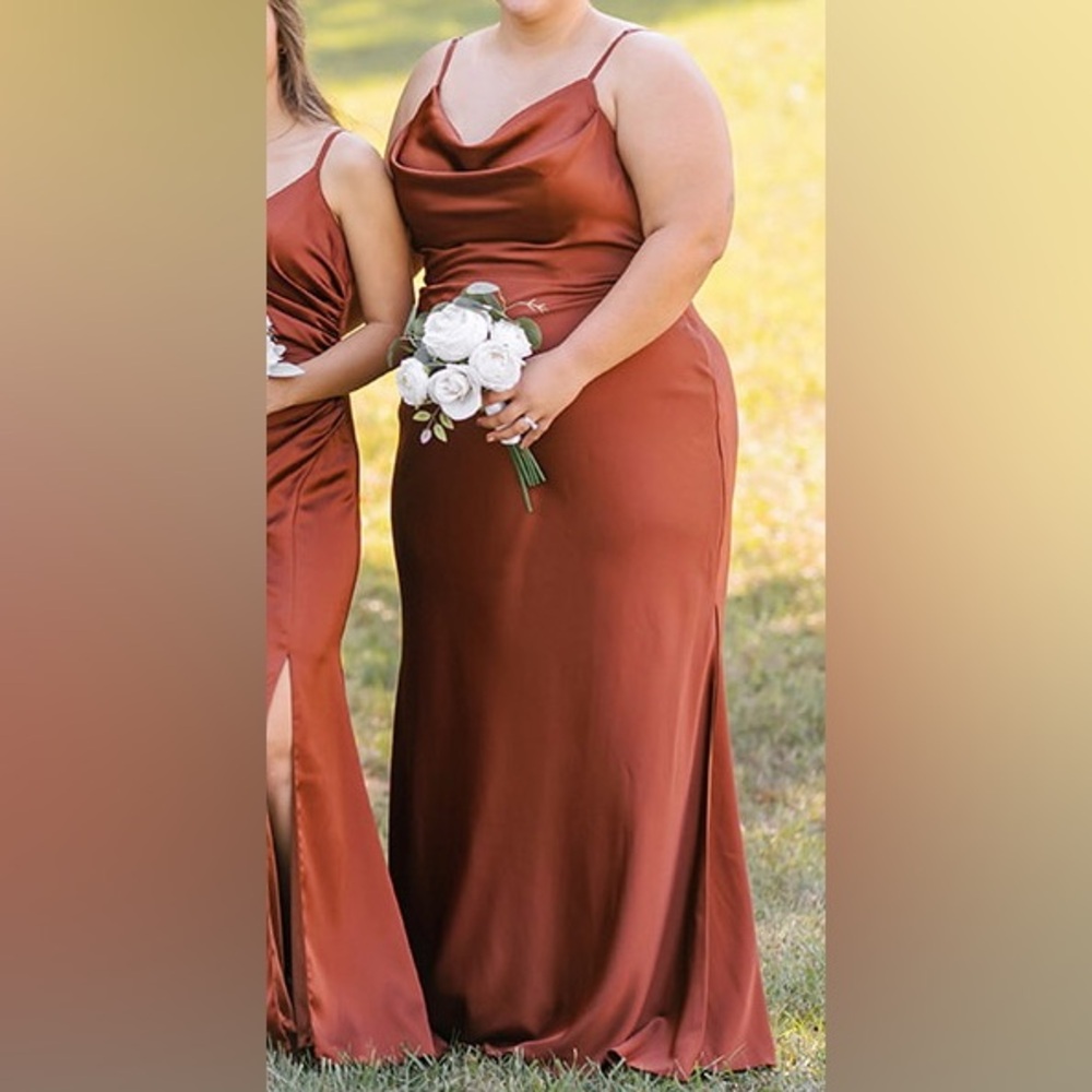 Revelry Nadia Satin Dress in Rust Size 22